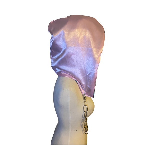 Handmade Patchwork Rave Festival Hood With Chain - Picture 8 of 8